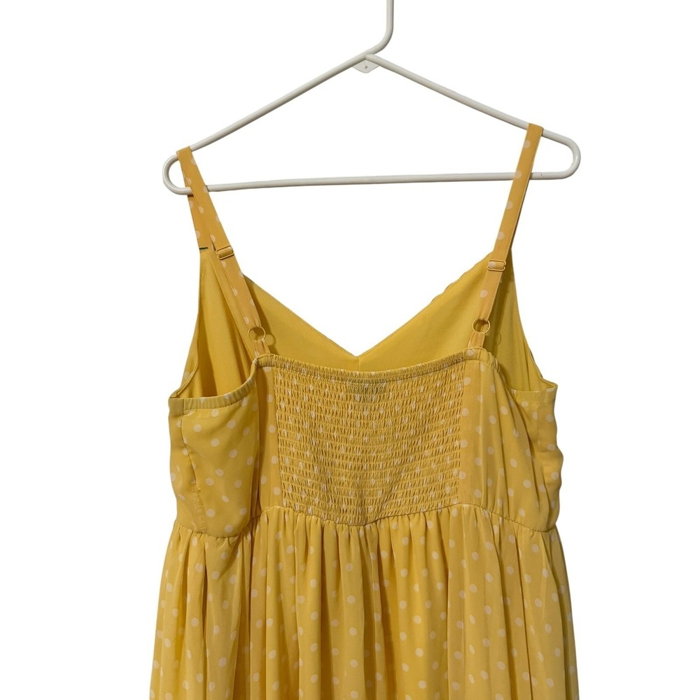 Torrid Polka‎ Dot Maxi Dress 1X Butter Yellow Smocked Empire Waist Coquette - Picture 5 of 13